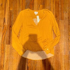 Everly Mustard Yellow V-Neck Blouse